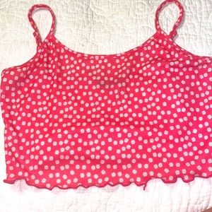 Pink white flower crop top Shein Large